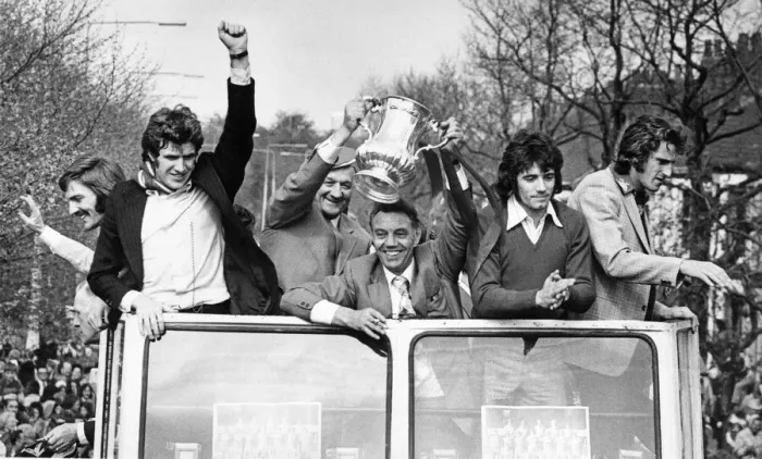 Framed Print : Liverpool celebrate their FA Cup win over Newcastle on open top bus parade Framed Print : Liverpool celebrate their FA Cup win over Newcastle on open top bus parade