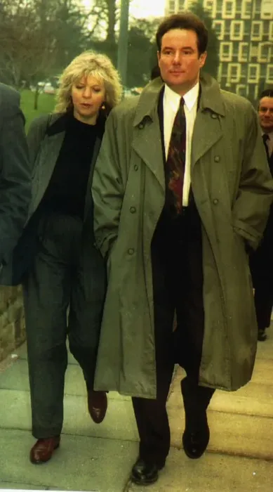 Framed Print : Former Liverpool Councillor Derek Hatton with his wife Shirley at Mold Crown Court for a Framed Print : Former Liverpool Councillor Derek Hatton with his wife Shirley at Mold Crown Court for a