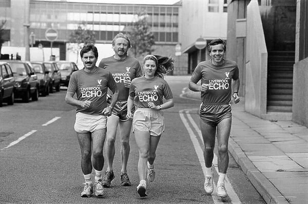The Liverpool Echo running team, gets in some roadwork, 19th September 1990