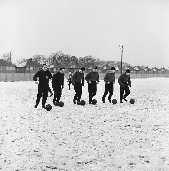 Liverpool FC footballers training in the snow ahead of their FA cup match against Wrexham