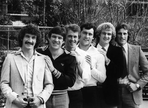 Liverpool FC players l-r Terry McDermott, Emlyn Hughes, Phil Neal, Ray Kennedy