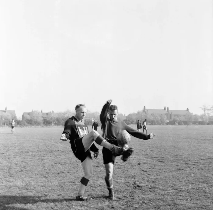 Framed Print : Liverpool Football Club team training at Melwood Drive, West Derby Framed Print : Liverpool Football Club team training at Melwood Drive, West Derby