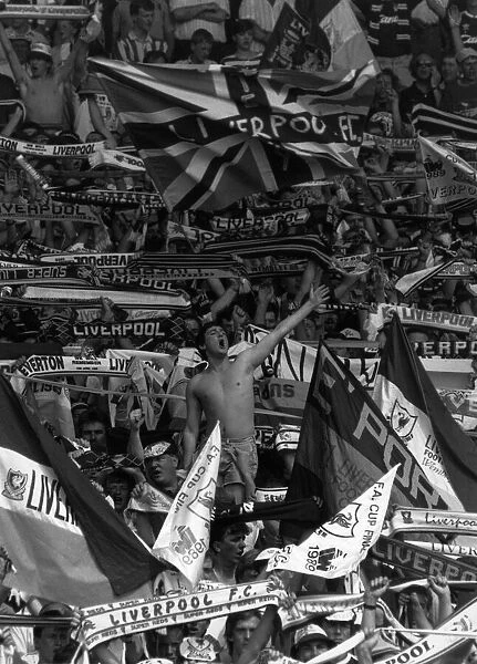 Liverpool football fans at 1989 FA Cup Final, a match between Liverpool & Everton at