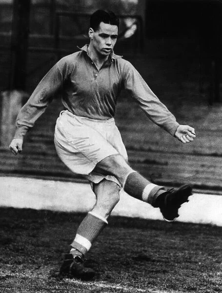 Liverpool footballer Billy Liddell during a training session. Circa 1950