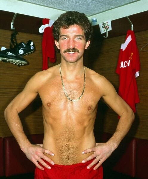 Liverpool footballer Graeme Souness in dressing room at Anfield. Circa 1981