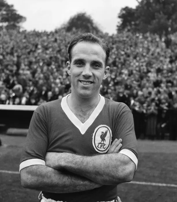 Framed Print : Liverpool footballer Ronnie Moran poses for a portrait before a match. October 1958 Framed Print : Liverpool footballer Ronnie Moran poses for a portrait before a match. October 1958
