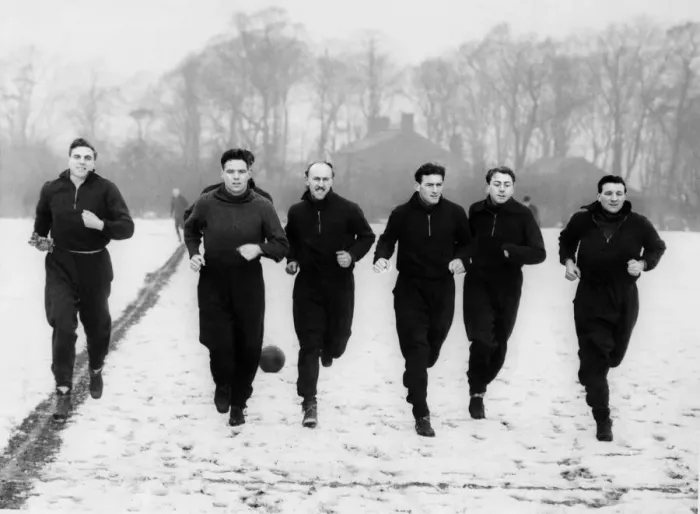 Framed Print : Liverpool footballers out at the clubs practice ground in West Derby training for Framed Print : Liverpool footballers out at the clubs practice ground in West Derby training for