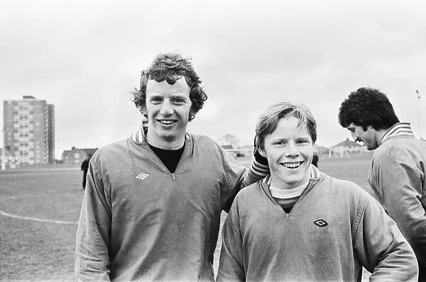 Liverpool footballers David Fairclough and Sammy Lee during a training session