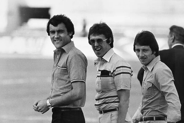 Liverpool footballers Ray Kennedy, Phil Neal and Jimmy Case all smiles at the Stadio