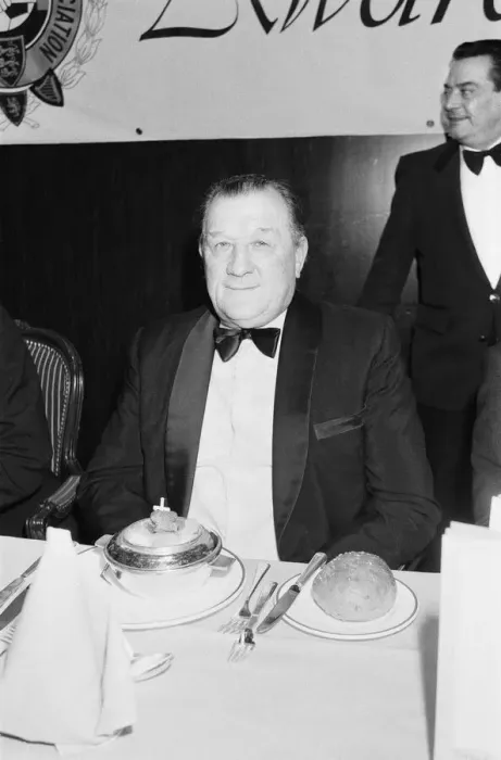 Framed Print : Liverpool manager Bob Paisley at the Professional Footballers Association Dinner in Framed Print : Liverpool manager Bob Paisley at the Professional Footballers Association Dinner in