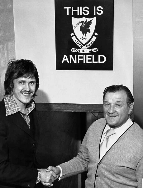 Liverpool manager Bob paisley welcomes new signing Phil Neal to Anfield