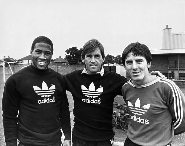 Liverpool manager Kenny Dalglish with John Barnes and Peter Beardsley at Melwood