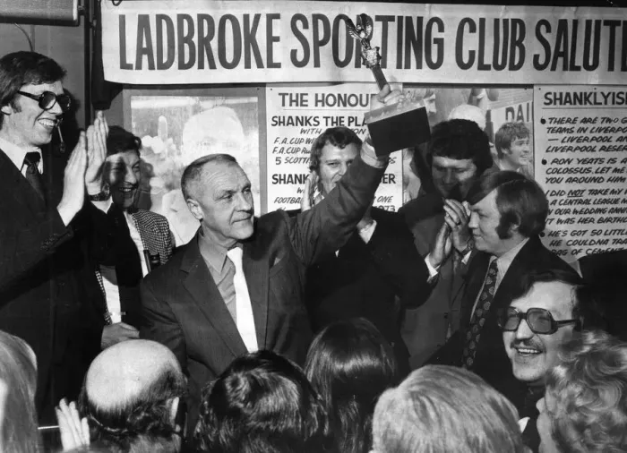 Framed Print : Liverpool manager Bill Shankly accepts the Award as part of the Ladbroke Sporting Club Framed Print : Liverpool manager Bill Shankly accepts the Award as part of the Ladbroke Sporting Club