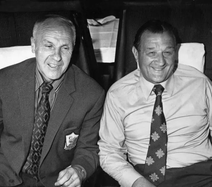 Framed Print : Liverpool manager Bill Shankly and assistant Bob paisley pictured on the way to Wembley Framed Print : Liverpool manager Bill Shankly and assistant Bob paisley pictured on the way to Wembley