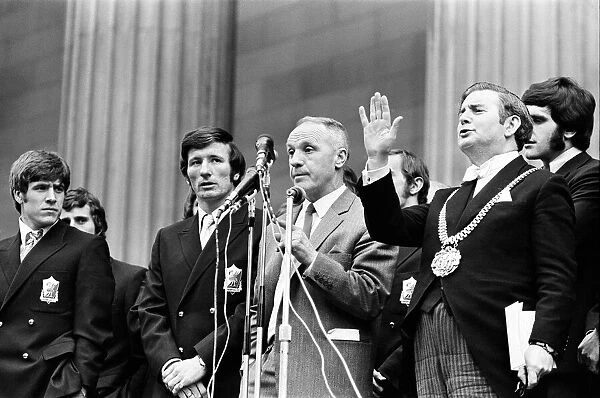 Liverpool manager Bill Shankly pictured on his side