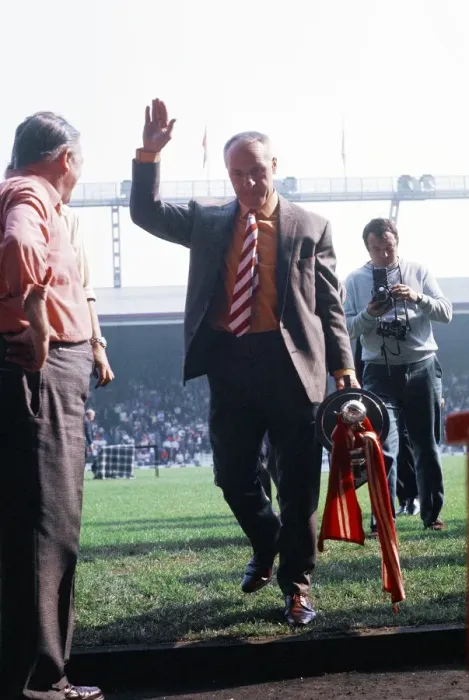 Framed Print : Liverpool manager Bill Shankly receives the Bells Whisky Trophy for Manager of the Year Framed Print : Liverpool manager Bill Shankly receives the Bells Whisky Trophy for Manager of the Year