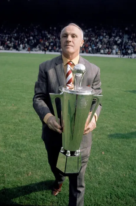 Framed Print : Liverpool manager Bill Shankly receives the Bells Whisky Trophy for Manager of the Year Framed Print : Liverpool manager Bill Shankly receives the Bells Whisky Trophy for Manager of the Year