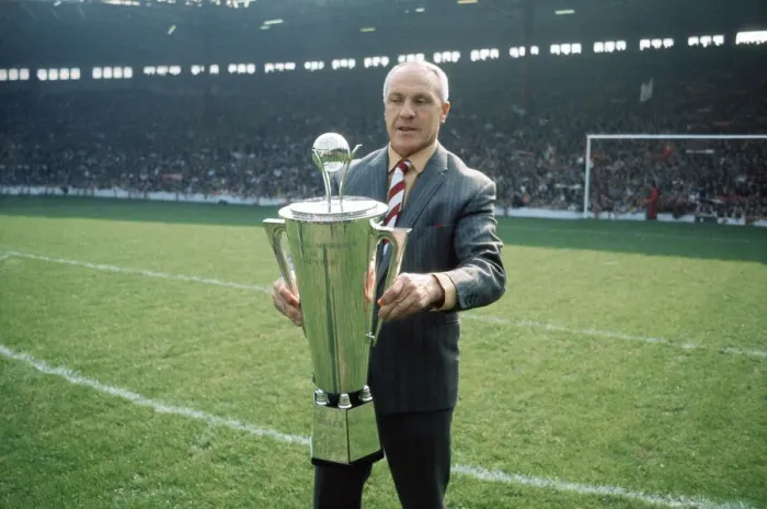 Framed Print : Liverpool manager Bill Shankly receives the Bells Whisky Trophy for Manager of the Year Framed Print : Liverpool manager Bill Shankly receives the Bells Whisky Trophy for Manager of the Year