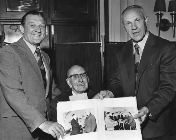 Framed Print : Liverpool manager Bill Shankly (right) with Bob Paisley (left Framed Print : Liverpool manager Bill Shankly (right) with Bob Paisley (left