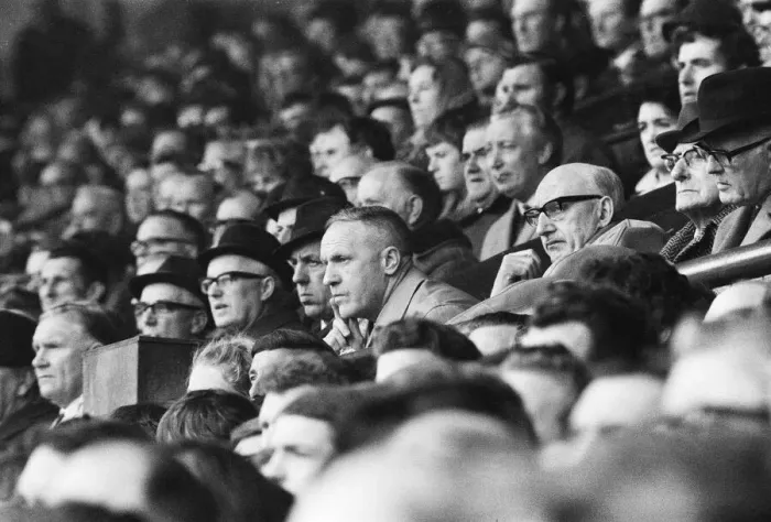Framed Print : Liverpool manager Bill Shankly in the stands, possible for his side