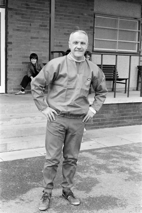 Framed Print : Liverpool manager Bill Shankly takes charge of a training session as the team are