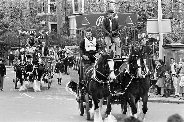 Liverpool May Horse Parade, 10th May 1986. The heavy horses of Bass