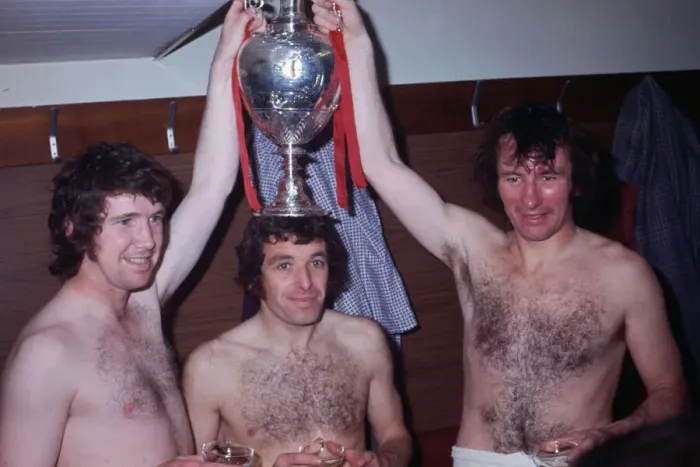 Framed Print : Liverpool players Chris Lawler, Ian Callaghan and Tommy Smith celebrate wiing the League Framed Print : Liverpool players Chris Lawler, Ian Callaghan and Tommy Smith celebrate wiing the League