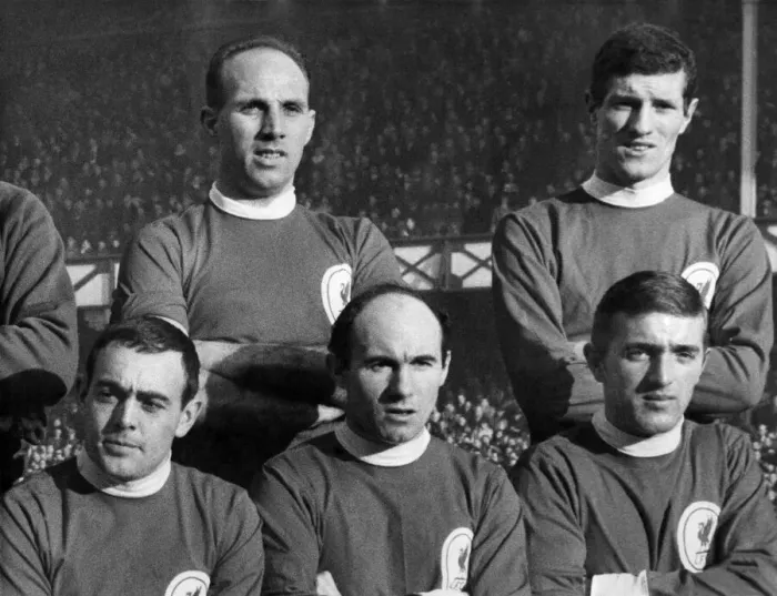 Framed Print : Liverpool players standing left to right Ronnie Moran and Billy Stevenson Sitting Framed Print : Liverpool players standing left to right Ronnie Moran and Billy Stevenson Sitting