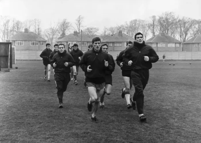 Framed Print : Liverpool team training session at Melwood February 1965 Framed Print : Liverpool team training session at Melwood February 1965