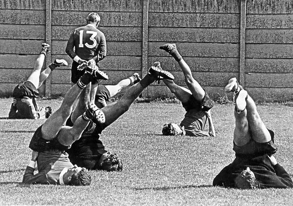 Liverpool training session at Melwood being supervised by their manager Joe Fagan