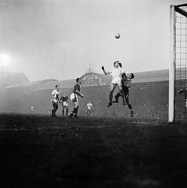 Liverpool versus Manchester United-action during the game January 1960