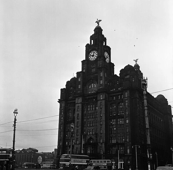 Liverpool Waterfront, taken from the Birkenhead ferry boat. 1st December 1962