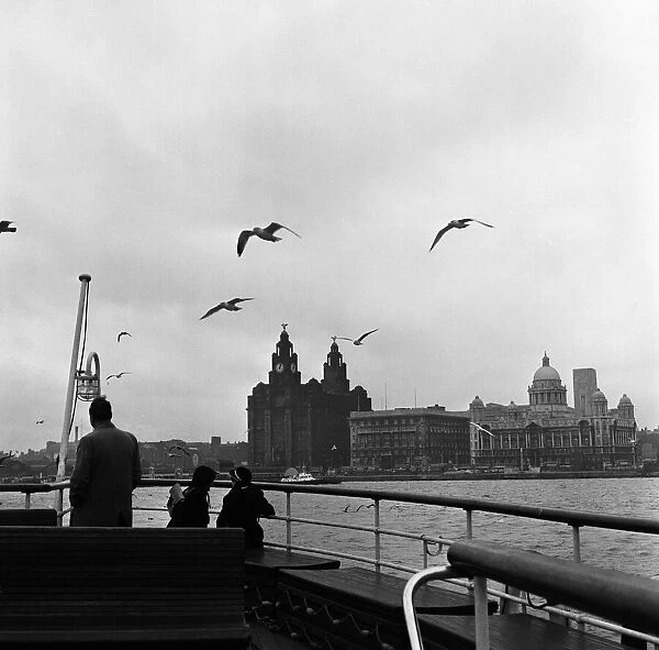 Liverpool Waterfront, taken from the Birkenhead ferry boat. 1st December 1962