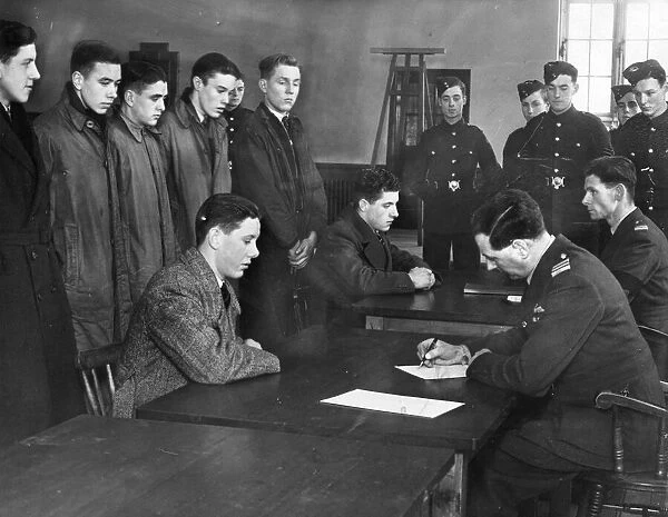 Liverpool youths being interviewed for a place in The Air Training Corps for boys between