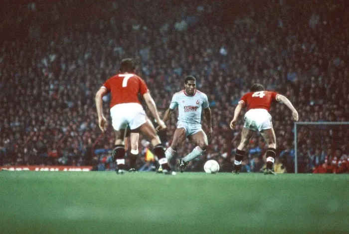 Framed Print : Liverpools John Barnes in the middle, Manchester United 1-1 Liverpool Framed Print : Liverpools John Barnes in the middle, Manchester United 1-1 Liverpool