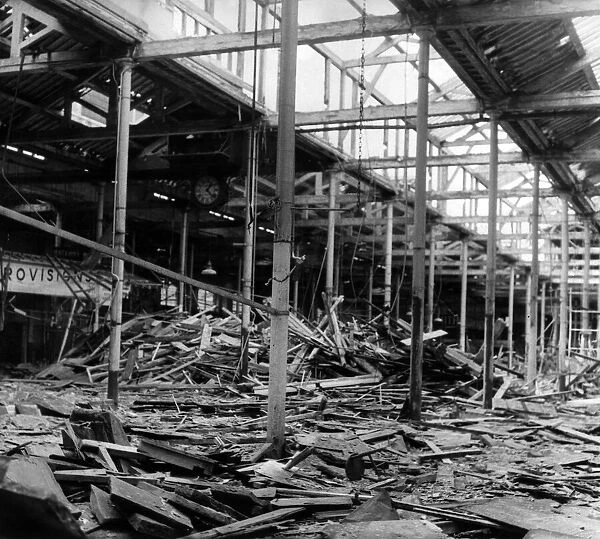 Liverpools old St. Johns Market in the process of demolition. Circa 1964