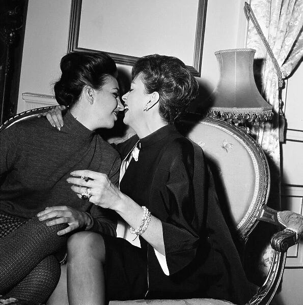 Liza Minnelli, 18, is pictured with her mother Judy Garland, 42