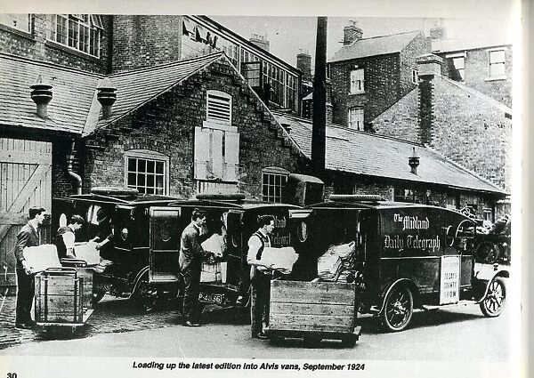 Loading up the latest edition of the 'Midland Daily Telegraph'into Alvis vans