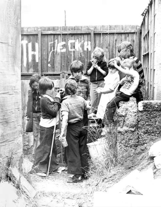 Framed Print : Local children from the Walker area who were in a film about vandalism in 1977