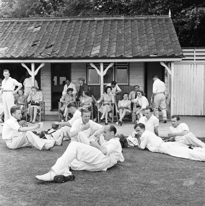 Framed Print : The local cricket team at Meopham one of the oldest teams in Kent seen here relaxing