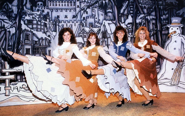 Four local girls who are dancers in the chorus of the pantomime Babes in the Wood