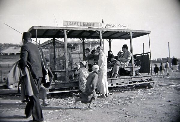 Local people of Kabouti in Egypt using the public trams Circa 1935 People