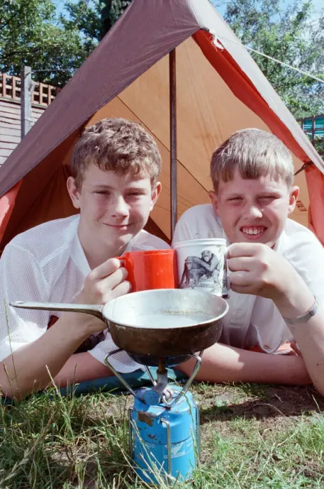 Framed Print : A local Scout has been camping out since the beginning of February in a bid to win a trip