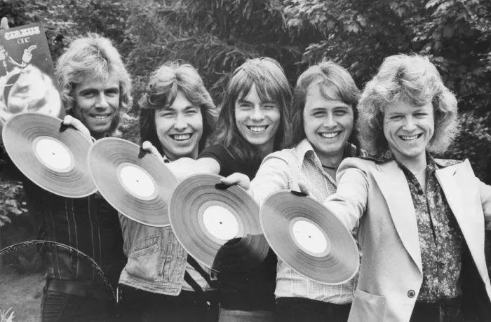 Framed Print : Local seventies band Cirkus (left to right) Paul Robson, Derek Miller, Dog