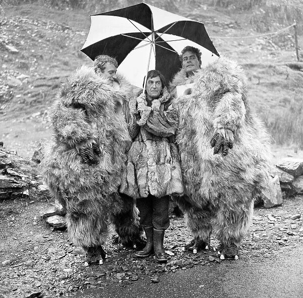 On location filming Dr Who. Actor Patrick Troughton filming in Snowdonia with the Yeti