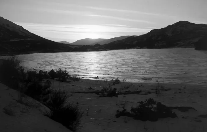 Framed Print : Loch Lubhair sunset near Crianlarich, Scotland 1979
