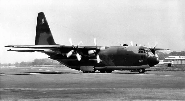 A Lockheed C-130 Hercules arrives at Newcastle Airport carrying American artillerymen for