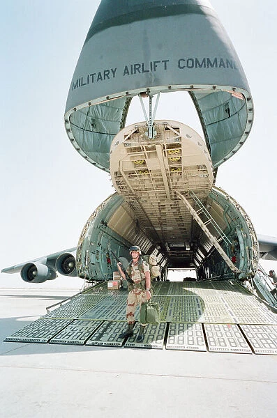 Lockheed C-5 Galaxy US Air Force military transport aircraft at Dhahran Air Base