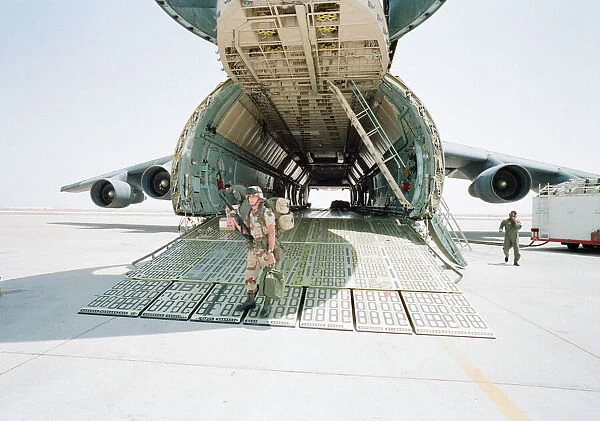 Lockheed C-5 Galaxy US Air Force military transport aircraft at Dhahran Air Base