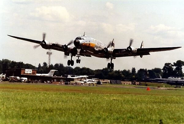 A Lockheed Constellation airliner takes off on its way to the Sunderland International